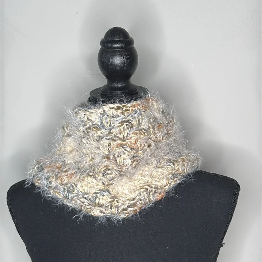 Chunky Hand Knit Neutral Infinity Scarf